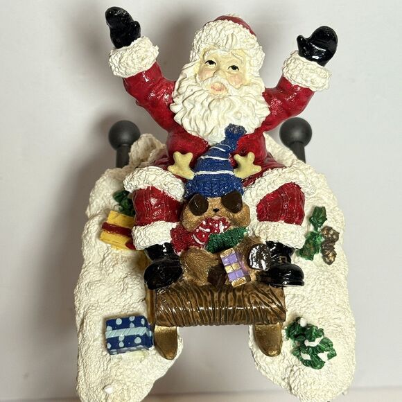 Sledding santa candle holder Traditions 366289 VTG Metal Christmas Deco Figurine - Picture 7 of 14